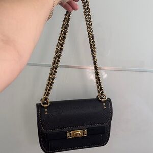 Coach Black Leather Chain Shoulder Bag